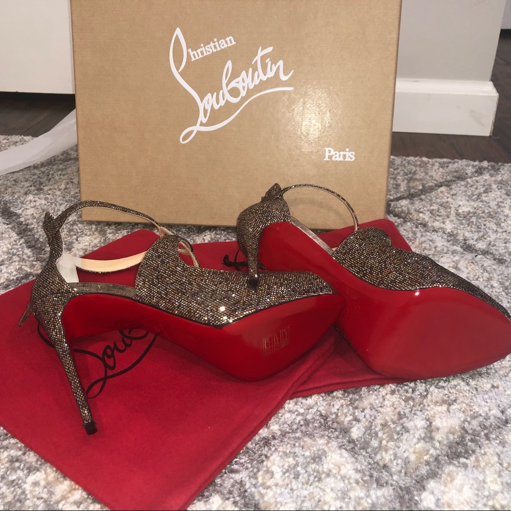 Christian Louboutin Rosie 120 in Glitter Gold SZ38